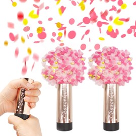 2Pcs Gender Reveal Confetti Cannon - Biodegradable Partinky Poppers for Baby Shower, Gender Reveal Games, Party Cannon Fun, Gender Reveal Ideas & Celebrations, Pink