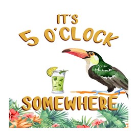 It's 5 O'Clock Somewhere Kids Room Home Decor Wall Art Stickers Macaw Summer Flamingo Removable Home Decals for Playroom Office Car Trucks Vinyl