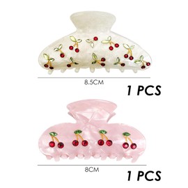 Pack of 2 Cherry Clips Acrylic Hair Clips Women's Diamond Hair Clips Simple and Fashionable Hair Accessories Hair Accessories