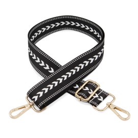 Long Keeper Adjustable Bag Strap for Bags Retro Strap Shoulder Strap for Bags Shoulder Bag 3.8 cm Strap for Handbag Bum Bag, black gold