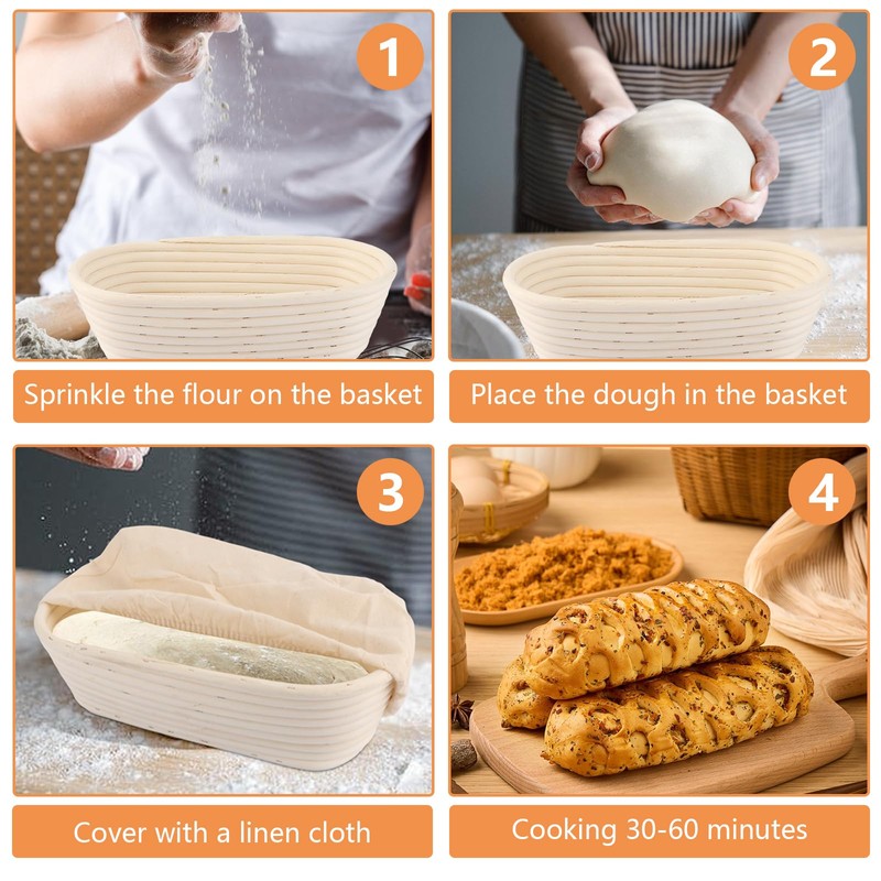 LOPYXBR Set of 2 Oval Proofing Baskets 28 cm for