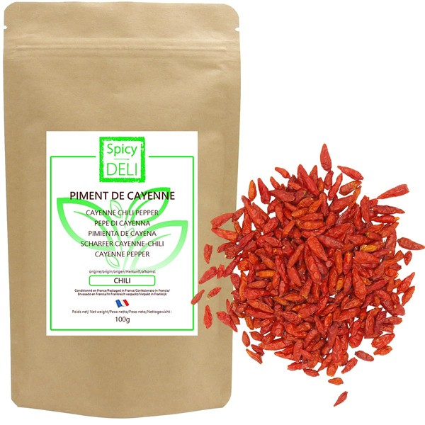 SPICY DELI Cayenne hot chilli whole / dried from Chile. 100g.