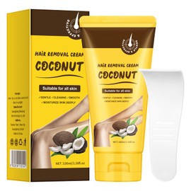 Hair Removal Cream, Legs Hair Removal Creams for Women, Coconut Depilatory Cream for Intimate Areas and Pubic Area, Painless Flawless Depilatory Sensitive Formula Suitable for All Skin Types