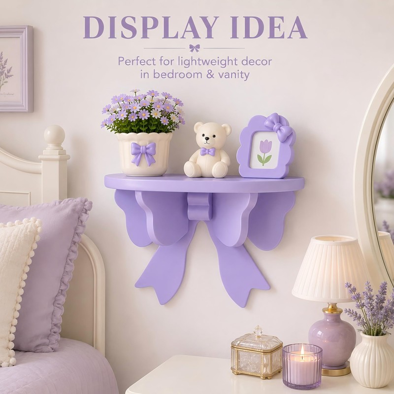 Purple Kawaii Room Decor Floating Shelf, with Mounting Kit 50Cute