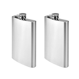 2 Pieces Stainless Steel Hip Flask, 6 oz Hip Flask, Portable Hip Flask, Leakproof Hip Flask, Hip Flask, Small Hip Flask for Hiking, Hunting, Camping, Climbing, Barbecue, Bar, Party(Silver)