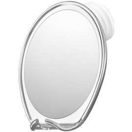HONEYBULL Fogless Shower Mirror with Suction Mount & Swivel – Anti-Fog Acrylic Bathroom Mirror for Shaving – Built-in Razor Holder, Easy Install, Home Shower Accessory (Chrome)