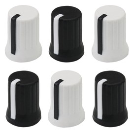 Mixed-Colour 6mm D-Shaft Hole Rubber Grip Vibrant Colour Mixer Knobs - Pack of 6 (3X White, 3X Black)