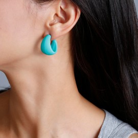 RUOFFETA Acrylic Small Round Hoop Earrings, Lightweight Open Hoops Candy Color Hoop Earrings for Women(Aqua)