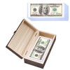 Wooden Lockable Cash Box with 20 PCS Banknotes Top-Insert Holders,
