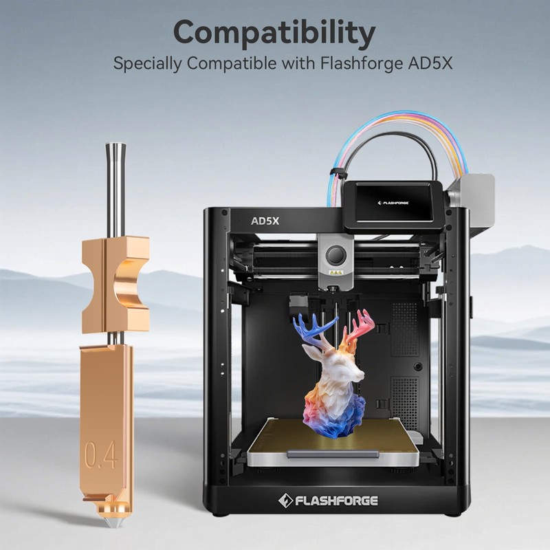 2PCS 0.4mm AD5X Nozzle,Quick-Swap Copper Alloy Hardened Steel 3D Printer