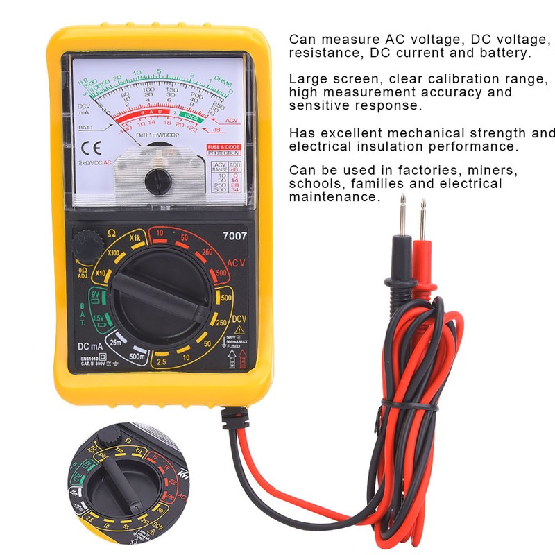 KT7007 Mini Portable Handheld Pointer Multimeter Manual Range Analog Multimeter