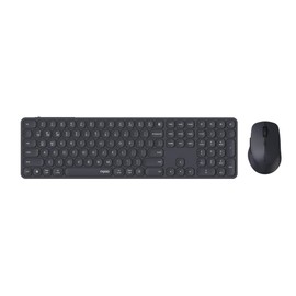 Rapoo Bluetooth Tastatur Maus Set Kabellos 9810M QWERTZ Wireless Computertastatur Mouse Schnurlos Funktastatur Full Size mit Aluminium Basis Multi Devices PC Wiederaufladbar Dunkelgrau