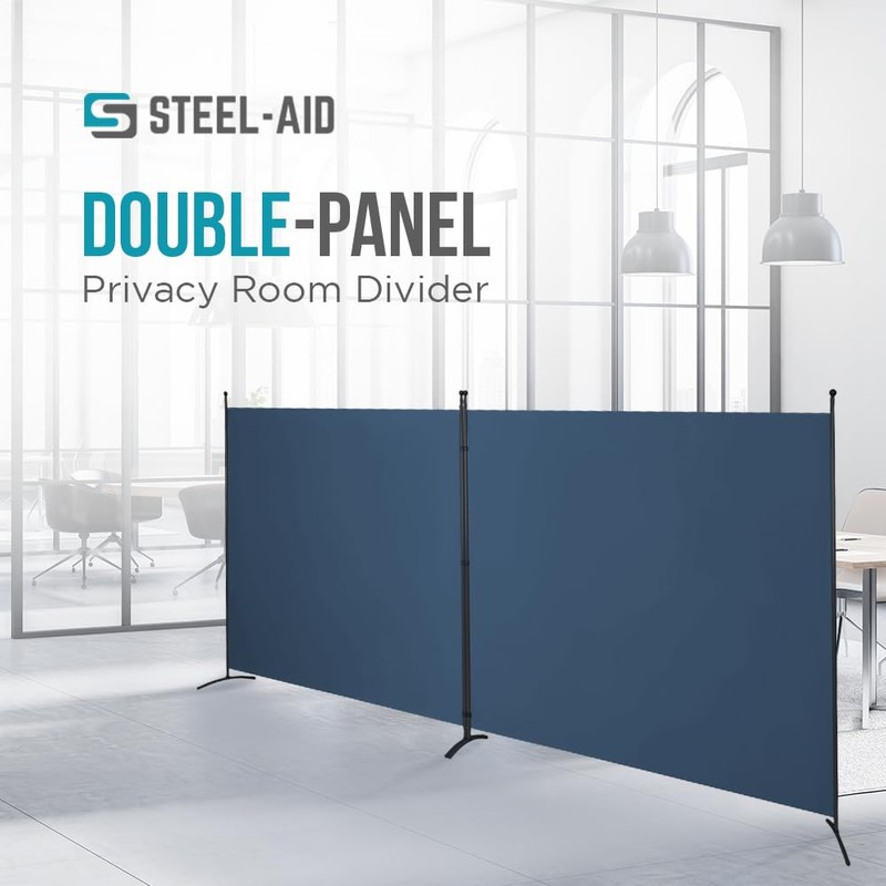 SteelAid Room Divider (Double Panel) – Folding Partition Privacy Screen