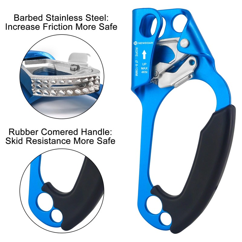 NewDoar Left&Right Hand Ascender Rock Climbing Tree Arborist Rappelling Gear