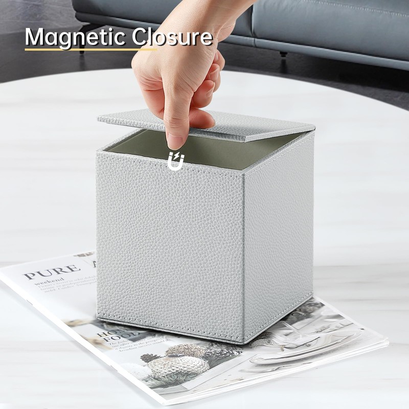JLAMBOM PU Leather Tissue Box Cover Square Tissue Box Holder