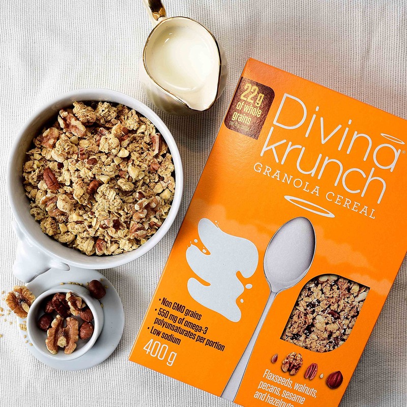 Divina Krunch Granola Cereal, Pack of 3, NON-GMO CEREAL (Omega