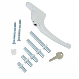 UPVC Universal Lockable Window Espag Handle Multi-Spindle for Double Glazing PVC Windows (White Button) (White)