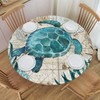 Round Tablecloth Sea Turtle Ocean Fitted Elastic Waterproof Wipeable Table