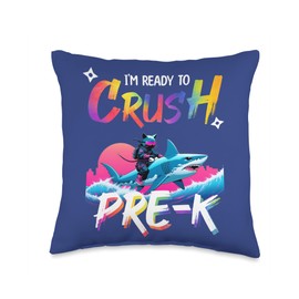 I'm Ready to Crush Pre-K Students Back to School Cat Shark Throw Pillow