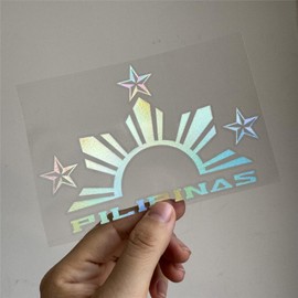 DXYMOO Car Styling Sticker Pilipinas Tribal Three Stars Half Sun Decals Philippines Filipino Tagalog Tape Auto Door Body Window Bike Bicycle Applique (3, Laser)
