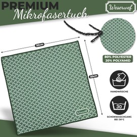 Weserwef® XXL Microfibre Cloth Glasses Cleaning Cloths in Optician Quality – 30 x 30 cm – for Cleaning Glasses, Smartphone, Tablet, Camera, Glasses Cleaning Cloth, Display Cloth (Wave)