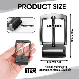 BIVOFU Men's Belt Buckle Stainless Steel Belt Buckles for Men, Single Prong Rectangular Pin Buckle for Men Belt, Nickel-Free Design, Universal Size, Stylish and Durable, silver