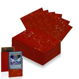 100 Count Red Card Sleeves for Trading Cards, Perfect Fit Shiny MTG Card Sleeves, Holographic Card Sleeves Fit for Magic, Photocard, TCG, Baseball/Sports Cards, Yugioh Card, Game Card 66 * 91 mm