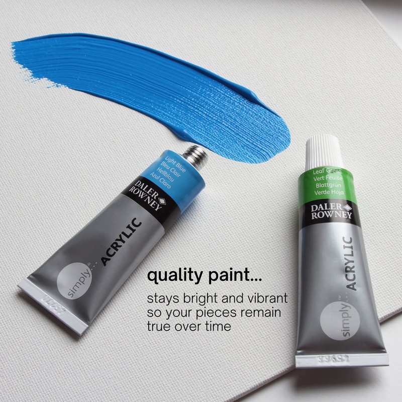 Daler-Rowney Simply Acrylic Paint Set, 24 Assorted Colours, Ideal for