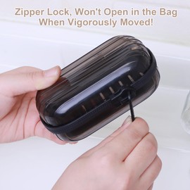 Travel Soap Dish Soap Box with Lid & Buckle Draining Soap Bar Holder Travel Soap Container Portable Soap Case for Traveling, Camping, Outdoor, Gym, Bathroom Transparent Black