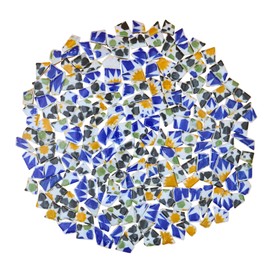 Yuvori 1.1 lbs Modern Abstract Geometric Irregular Porcelain Mosaic Tiles, DIY Handmade, Bathroom, Living Room, Kitchen Backsplash, Outdoor (06, Small)