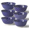 Metahom Ceramic Cereal Bowls, 23 Oz Blue and White Bowls,