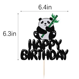 LVEUD Decoración para tarta de cumpleaños de panda, decoración para tarta de panda con diseño de oso de feliz cumpleaños para niños y niñas, suministros para fiestas de cumpleaños y baby shower