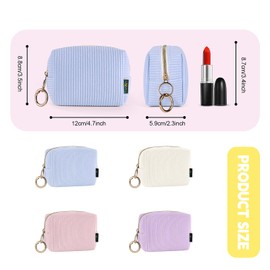 Small Cosmetic Bag Make Up Bag for Handbag Women Ladies Mini Cosmetic Bag Cord Makeup Bag Portable Travel Toiletry Bag for Toiletries with Zip Organiser Birthday (Beige), A-light purple, mini make up
