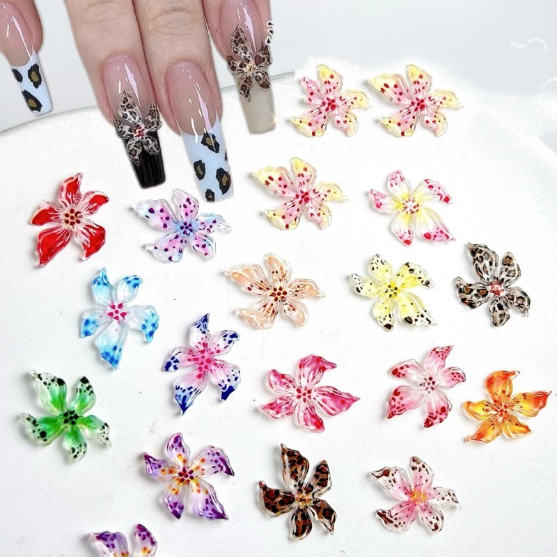 UCCASA 50Pcs Ice Flower Nail Charms 3D Resin Colorful Art