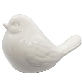 realideas New White Bird Figurine, Ceramic Chubby Bird Figure Cottage Animal Bird Statue Decorations for Home Garden Decor Accents