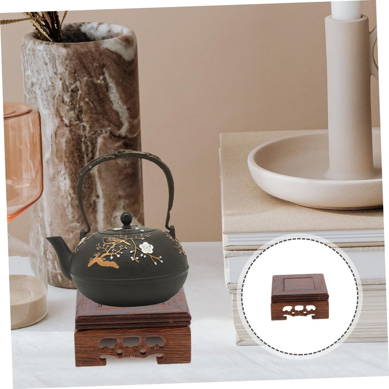 FUNOMOCYA Luxury Ornament Base Wooden Stand for Tall Vase Teapot