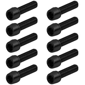 Pack of 10 Bicycle Stem Screws, M5 x 20 mm Bicycle Shaft Bolts with Washers, Bicycle Cone Bolts, Bicycle Stem Bolts, Taper Head Screw for Mountain Bike (Black)