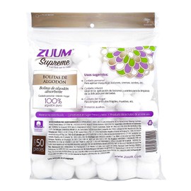 ZUUM SUPREME Bolitas de algodón Jumbo | Desmaquillante | Torunda de Algodón 100% fibra de algodón absorbente | Piel limpia y saludable | Uso médico y el hogar | 50 pzas (pack de 3)