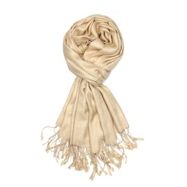 Achillea Large Soft Silky Pashmina Shawl Wrap Scarf in Solid Colors (Champagne)