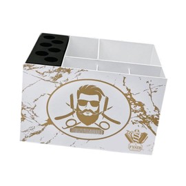 perfeclan Scissor Holder Hairdressing Tool Storage Case Professional Combs Clips Hairdressing Scissors Holder Box for Hairdressers White and Gold