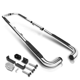 (2Pcs) 3 Inch Chrome Stainless Round Nerf Step Bars Side Steps Compatible with Chevy/GMC/Ram 99-16