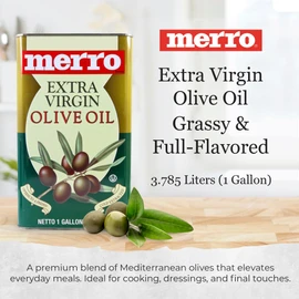 Merro Extra Virgin Olive Oil 1 Gallon – Imported Italian Cold-Pressed EVOO, Robust Fruity Flavor for Finishing, Dipping, Salads & Premium Cooking, Foodservice & Home Use