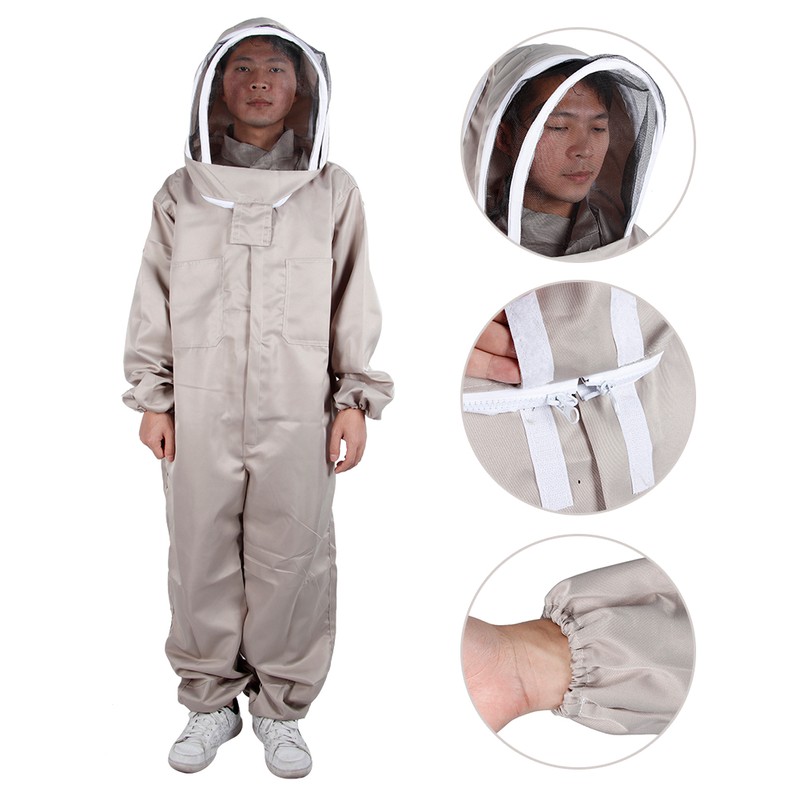 Hooded Beekeeper Suit One Piece Beekeeping Protective Clothes Anti Bee