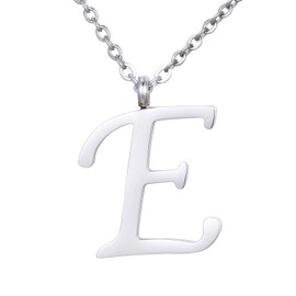 Morella Ladies' Necklace with Letter Pendant, Stainless Steel Silver in Gift Bag, Stainless Steel