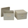 Household Essentials Square KD Storage Box With Lid, Cream Linen