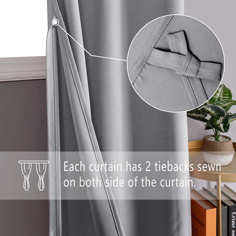 DWCN Short Thermal Insulated Short Curtains with Tiebacks for Kitchen