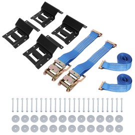 SCITOO Tow Strap Wheel Chock Tie-Down Kit, Heavy Duty E Track Trailer Tie Down Tire Straps for ATV UTV Lasso Tow Strap with D Ring Auto Hauler Tie Down (Pack of 2)