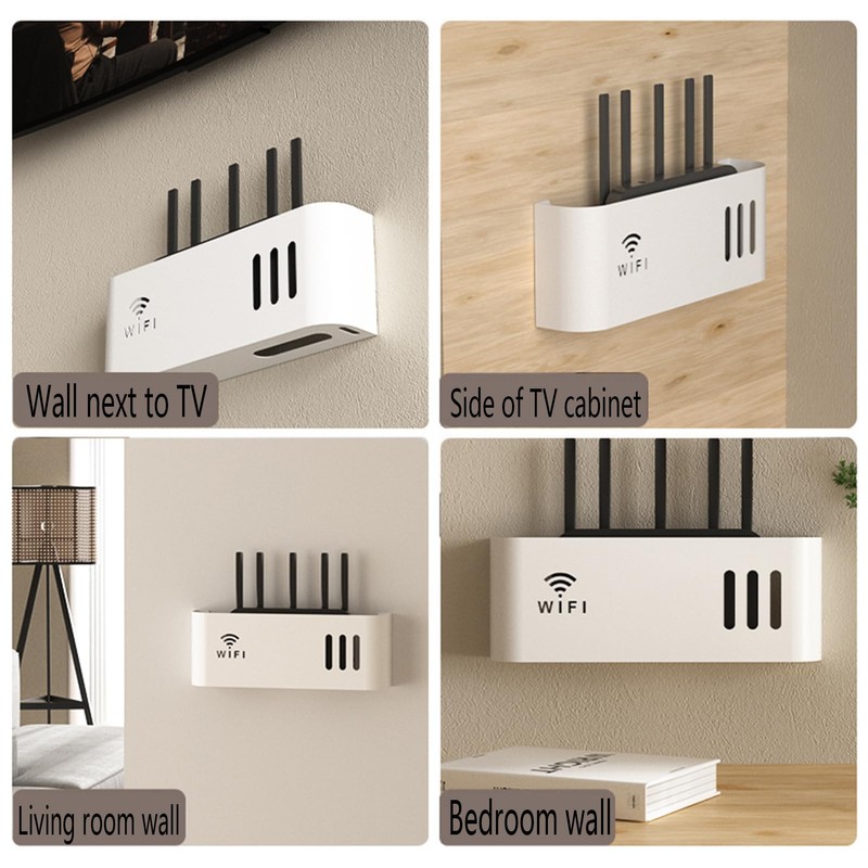 Wall Router Storage Box White WLAN Box Router Shelf TV