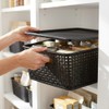Taysisiter 13 Quart Flat Stackable Plastic Storage Basket with Lid,