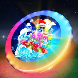 Kovshuiwe LED Flying Disc- Double Ring 39 RGB LEDs,7 Modes,Chargeable,IP65 Waterproof,178g Frisbee,Soft Flying Discs, Adult/Men/Boys/Teens Birthday,Ideal for Outdoor,Lawn,Camping Games